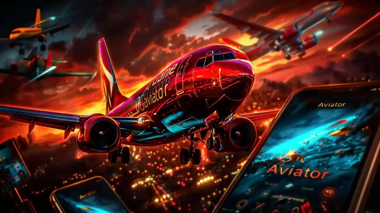 77FB Aviator Crash - High-Flying Aircraft Game with Sunset Gaming Experience Dramatic red aircraft in sunset sky with 77FB Aviator crash game interface visible on mobile devices showing flight simulation gameplay